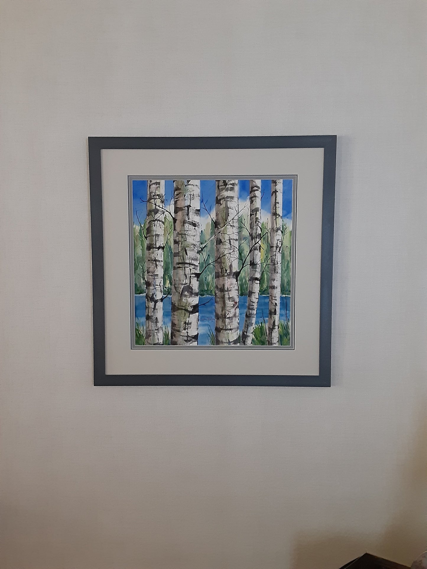 "Birch Trees Series 2-3" O#551 - Framed Original painting on paper