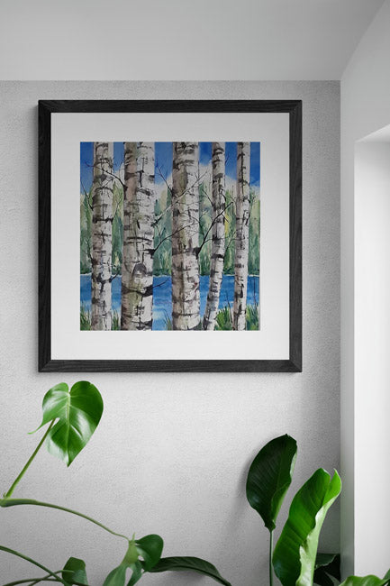 "Birch Trees  Series 2-3"  O#551  - Framed  Original painting on paper