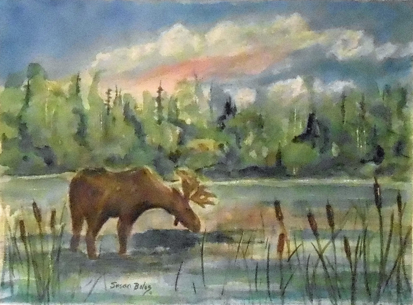 "Alone at the lake"    O#380  - Original painting on paper